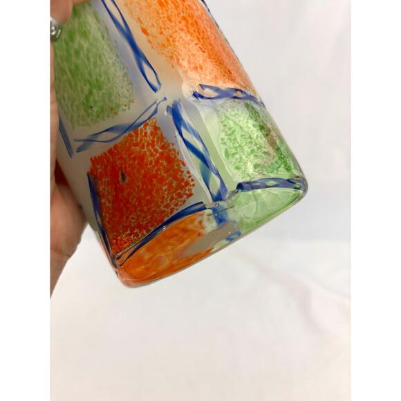 VTG Murano Scavo Multi-Colored Cased Art Glass Vase Narrow Neck 18" MCM 1980s - Picture 6 of 12